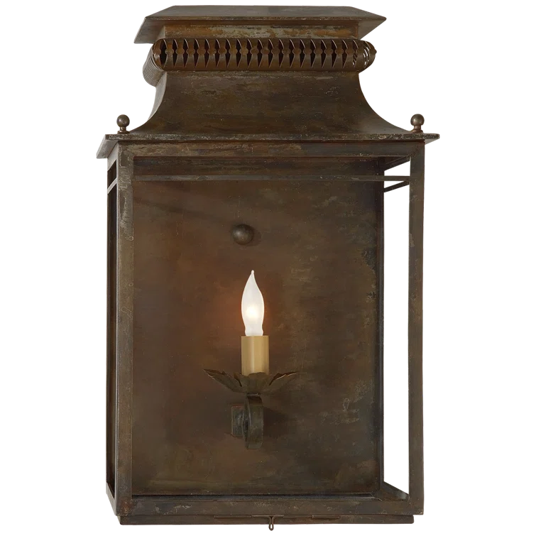 Flea Market Antique Zinc Dimmable Lantern Sconce, 18" Nickel Frame