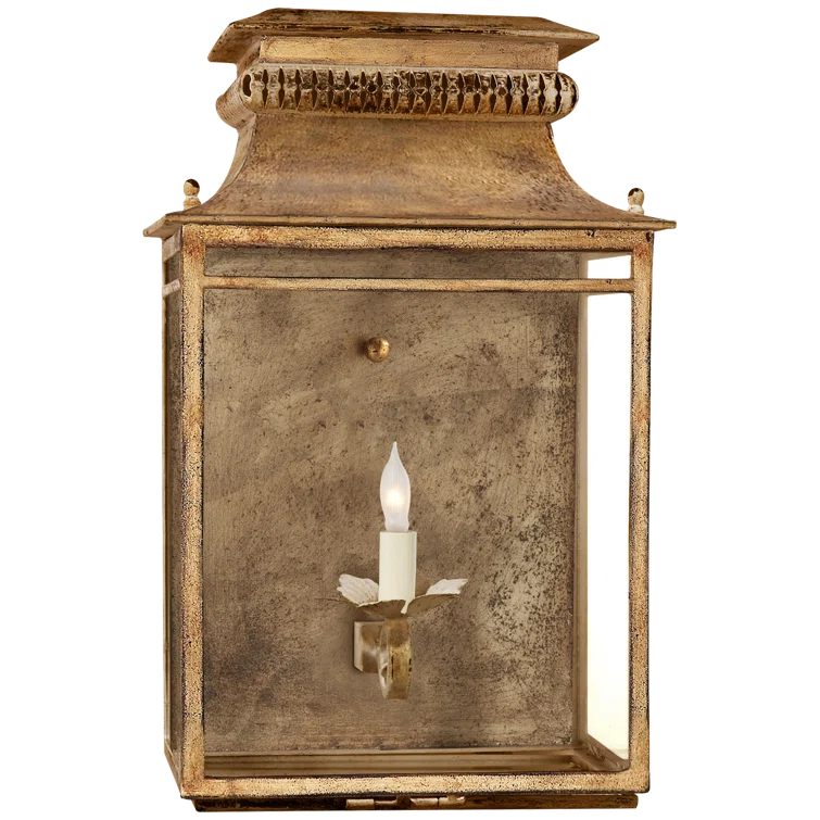 Dimmable Nickel Brown Lantern Style Sconce, 18" Height