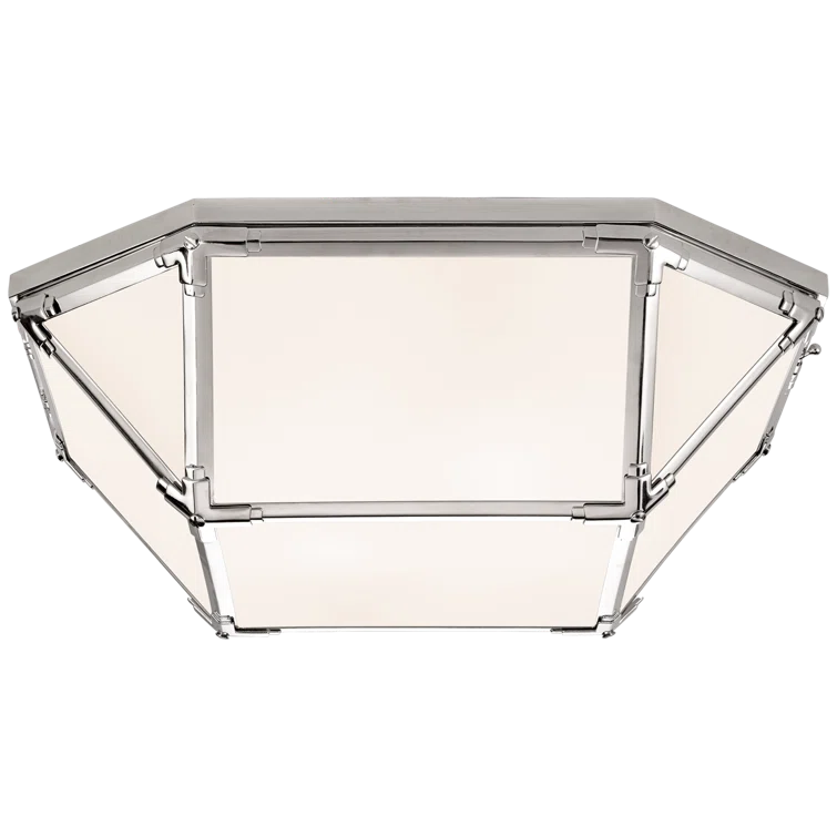 Morris 20" Polished Nickel Farmhouse Flush Mount with Frosted Glass