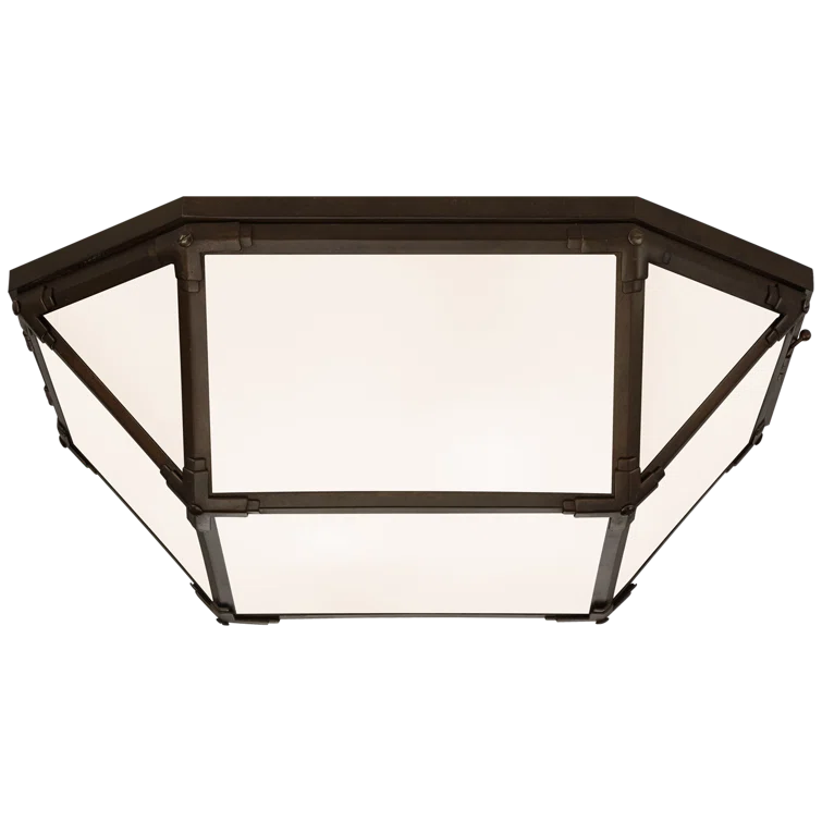 Morris Antique Zinc 4-Light Flush Mount with Frosted Glass Shade