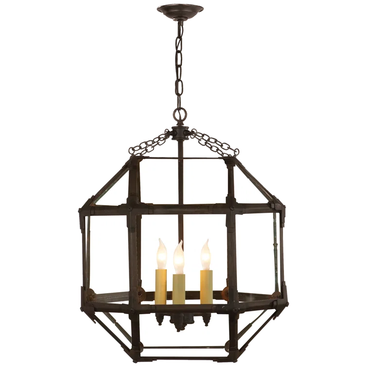 Morris Antique Zinc Clear Glass 3-Light Indoor/Outdoor Pendant