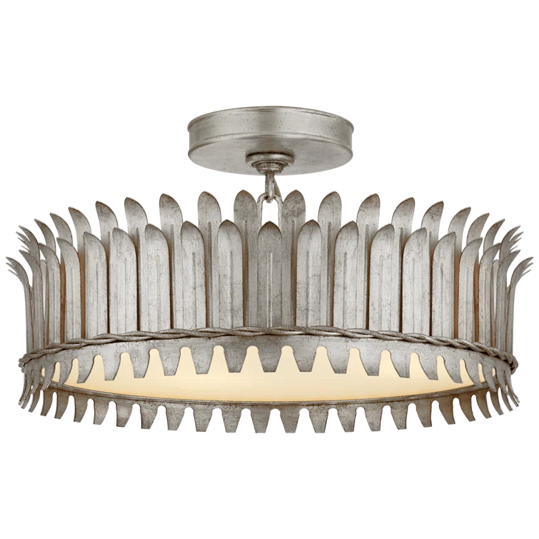 Leslie 16" Burnished Silver Leaf Semi-Flush Mount Light