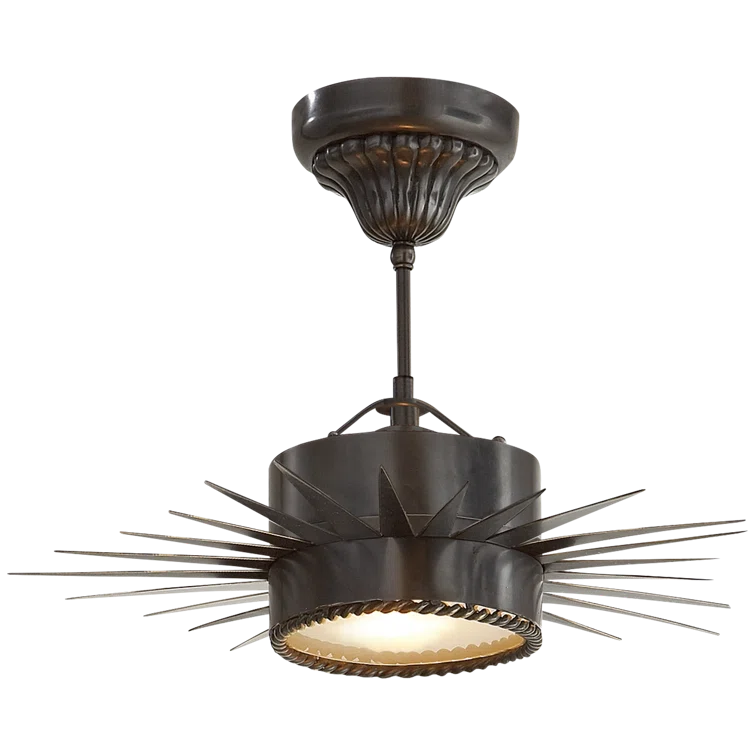 Soleil Bronze Drum Semi-Flush Ceiling Light with Galactic Accents