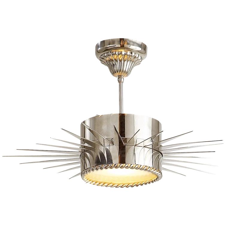 Soleil 14" Polished Nickel Drum Semi-Flush Ceiling Light