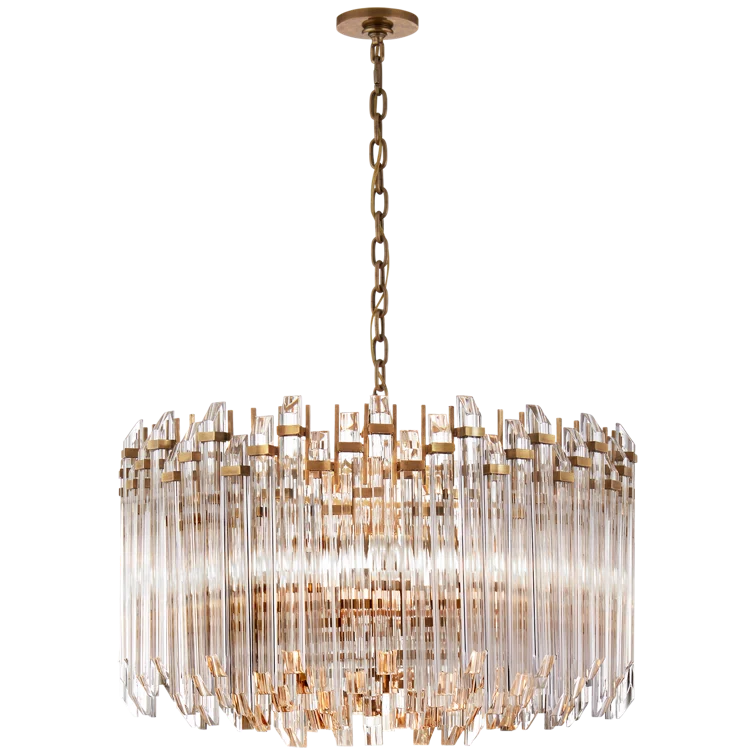 Adele Hand-Rubbed Antique Brass 4-Light Acrylic Drum Chandelier