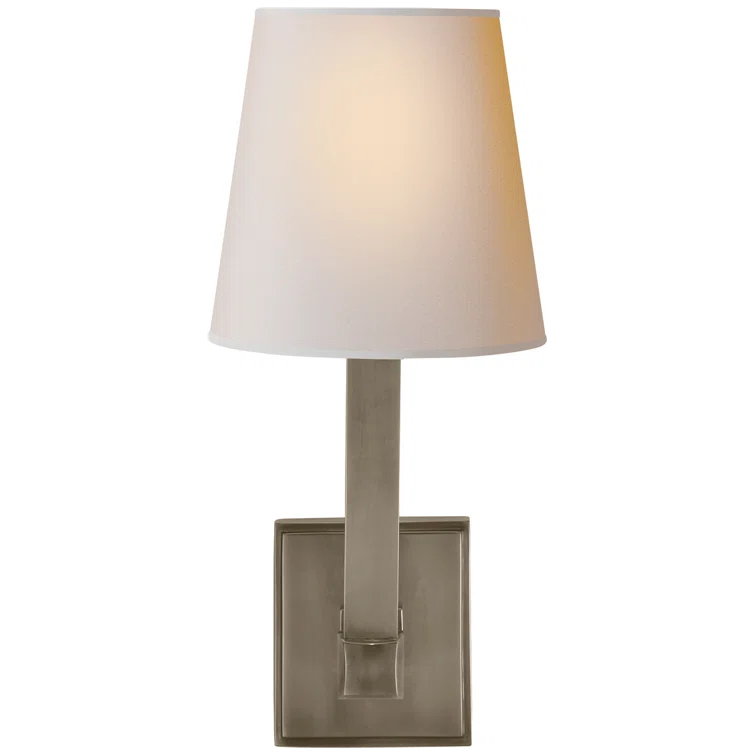 Hand-Rubbed Antique Brass and Fabric Wall Sconce