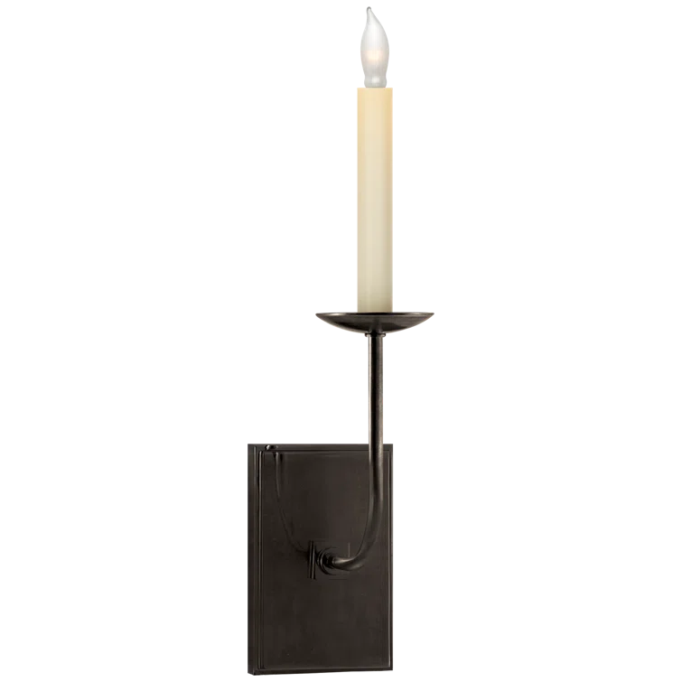 Elegant Bronze and Black 18" Candlestick Wall Sconce