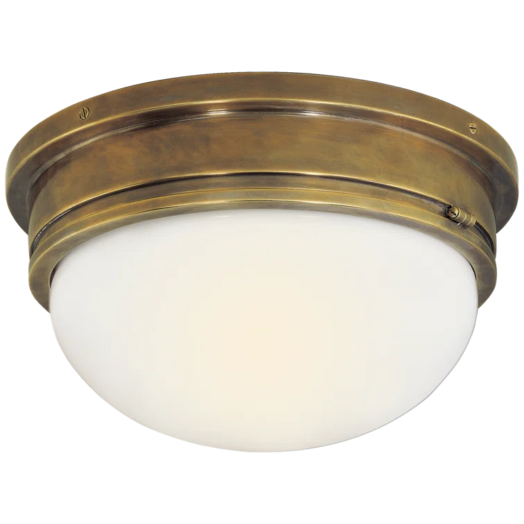 Marine Round 7" Hand-Rubbed Antique Brass & Glass Flush Mount Light