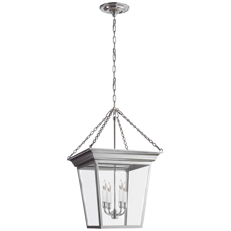 Elegant Cornice Bronze Hanging Pendant with Clear Glass Panels