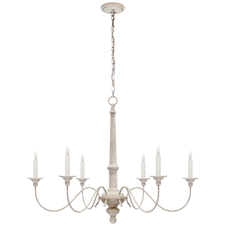 Elegant Belgian White 6-Light Crystal Candle Chandelier