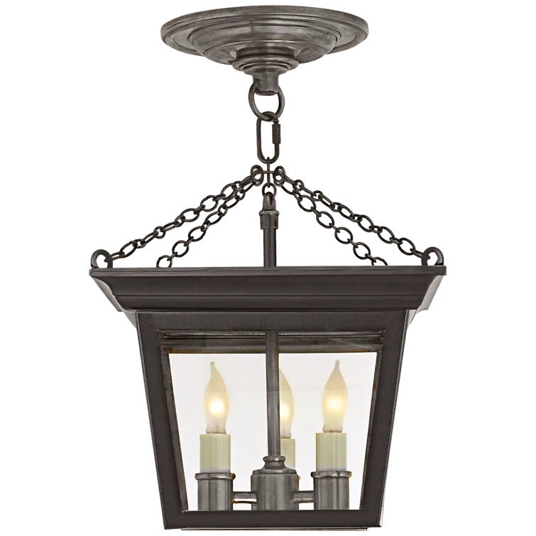 Blackened Rust Glass 3-Light Indoor/Outdoor Pendant
