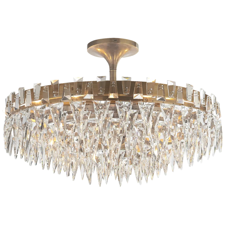 Modern Elegance 14'' Hand-Rubbed Antique Brass & Crystal LED Flush Mount