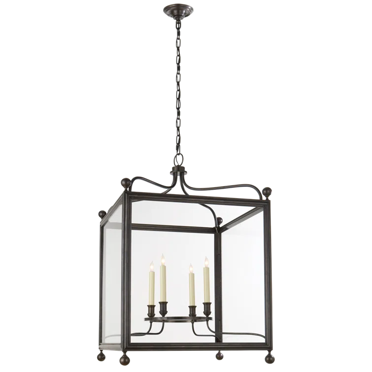 Greggory Bronze 19" Glass Lantern Pendant Light