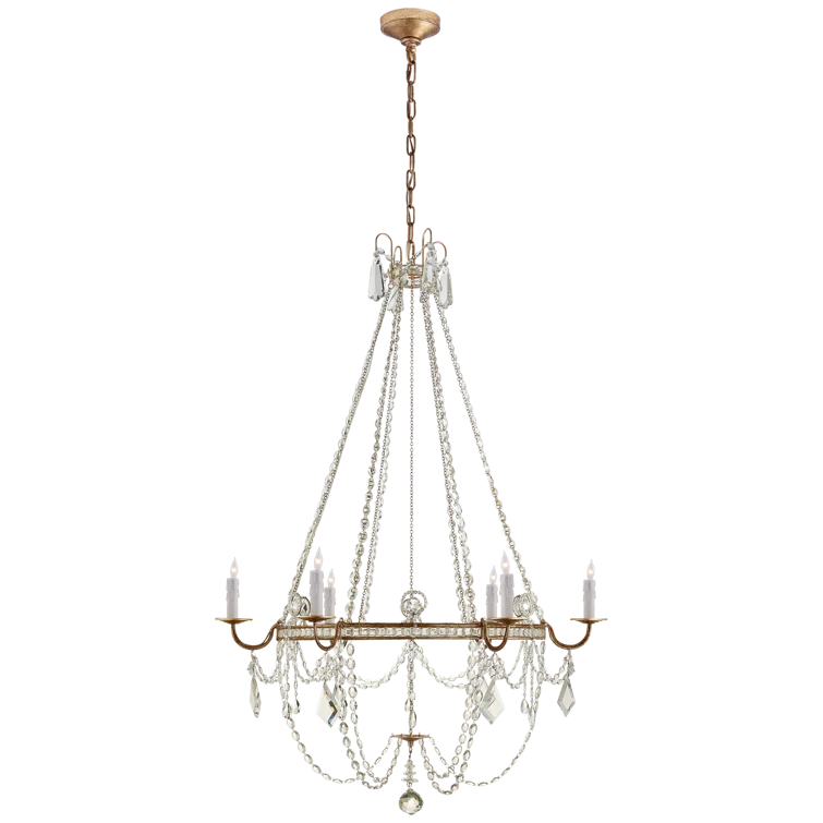 Sharon 6-Light Gilded Iron Crystal Candle Chandelier