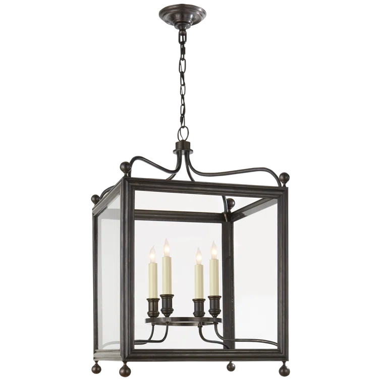 Greggory Bronze 19" Glass Lantern Pendant Light