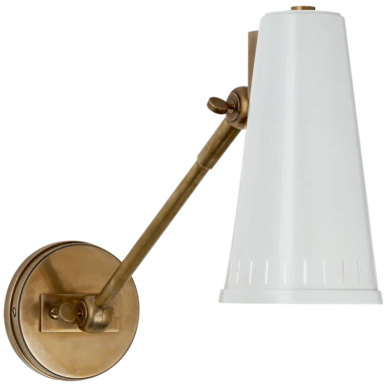 Antonio Midcentury Modern Adjustable Hand-Rubbed Brass Wall Sconce