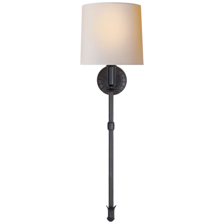 Aged Iron 30" Dimmable Wall Sconce with Shade