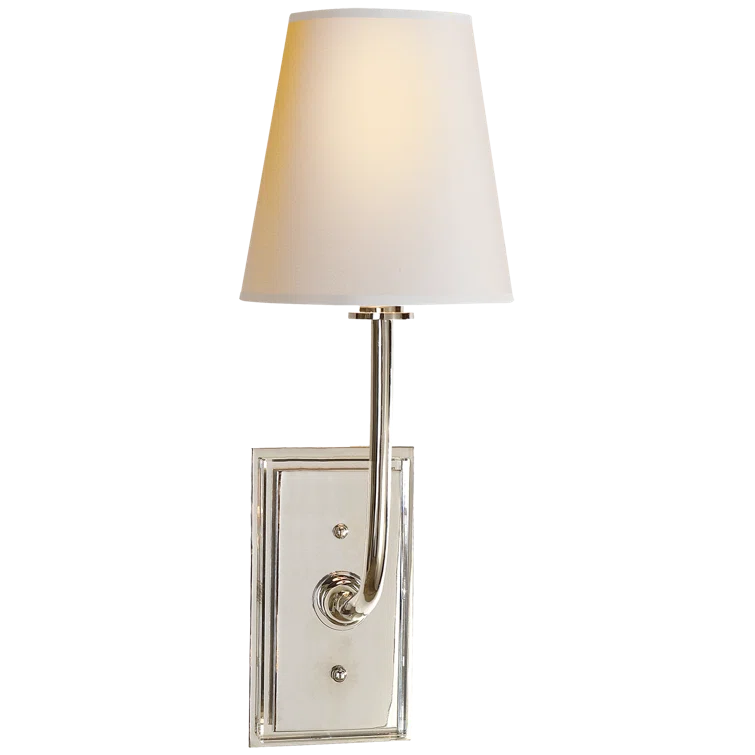 Polished Nickel Dimmable Sconce with Fabric Shade