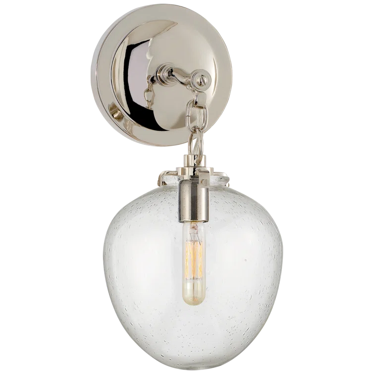 Katie Acorn 13.4" Polished Nickel Outdoor Wall Sconce with Seeded Glass