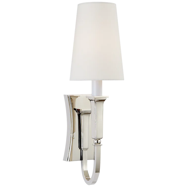 Delphia Curved Arm Nickel Wall Sconce with Tapered Drum Shade