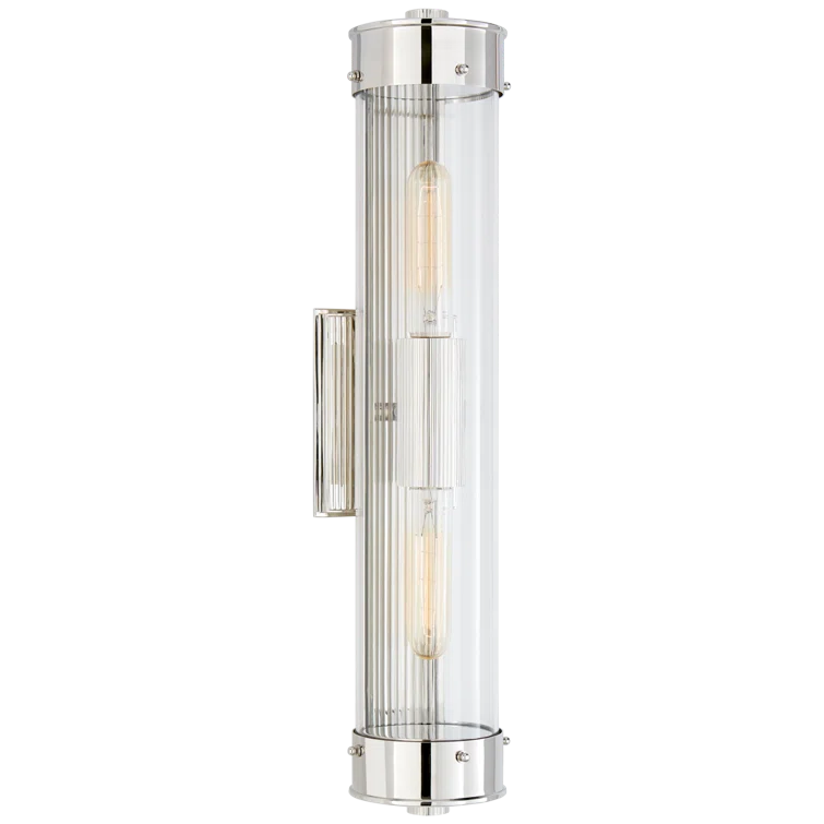 Marais Ribbed 21" Polished Nickel Outdoor Bath Sconce