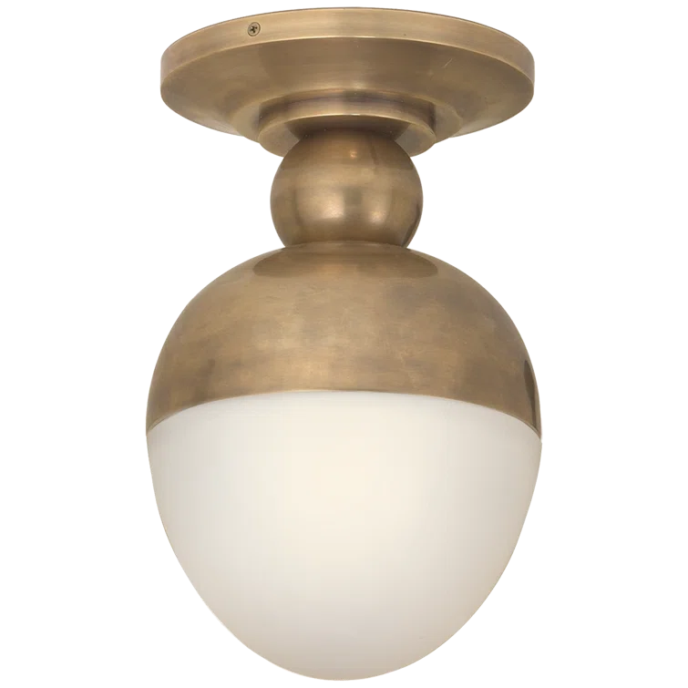 Hand-Rubbed Antique Brass and Glass Flush Mount Light
