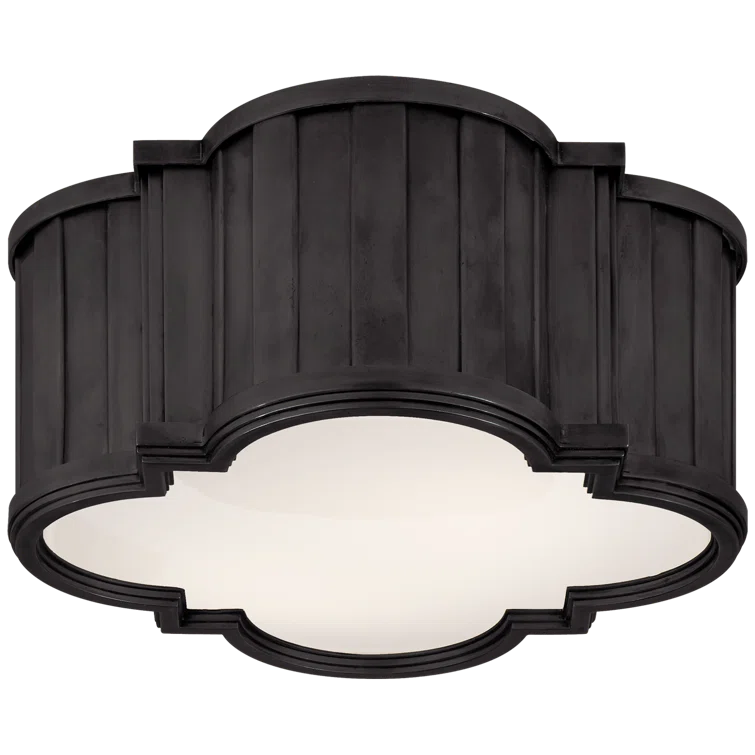 Tilden Quatrefoil 11.25" Bronze Glass Flush Mount Light