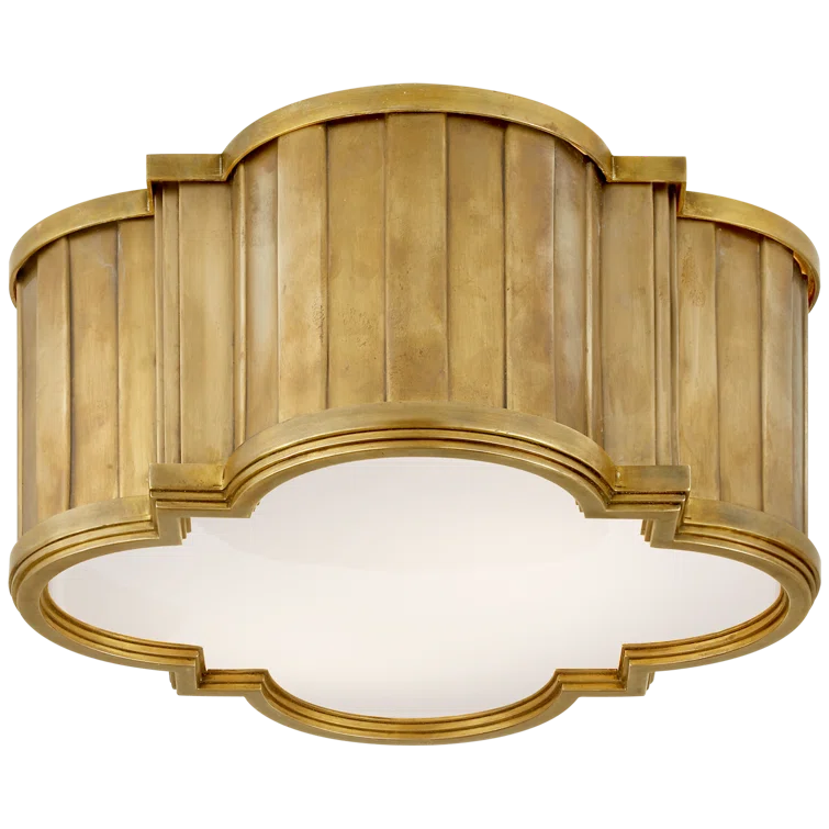 Tilden 5'' Hand-Rubbed Antique Brass Flush Mount with White Glass