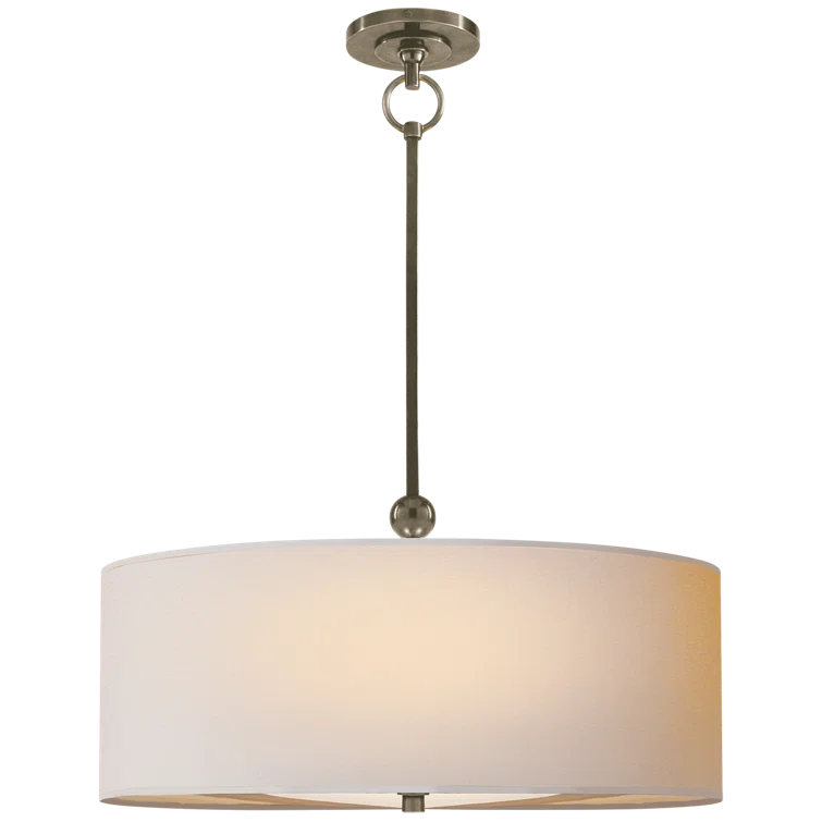 Reed 22" Antique Nickel Drum Pendant Light with Natural Paper Shade