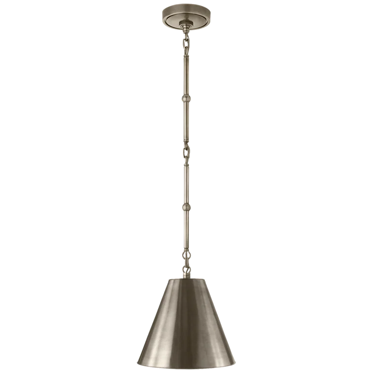 Elegant 12" Antique Nickel Crystal Pendant Light with LED Option