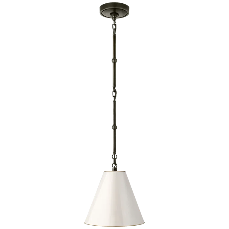 Bronze and Antique White 10" Pendant Light with Cone Shade