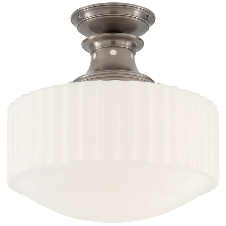 Milton Road Antique Nickel Schoolhouse Glass Flush Mount