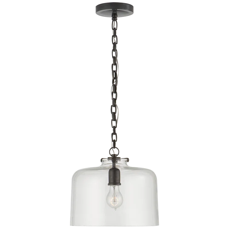 Katie Vintage Bronze Dome Pendant with Clear Glass Shade