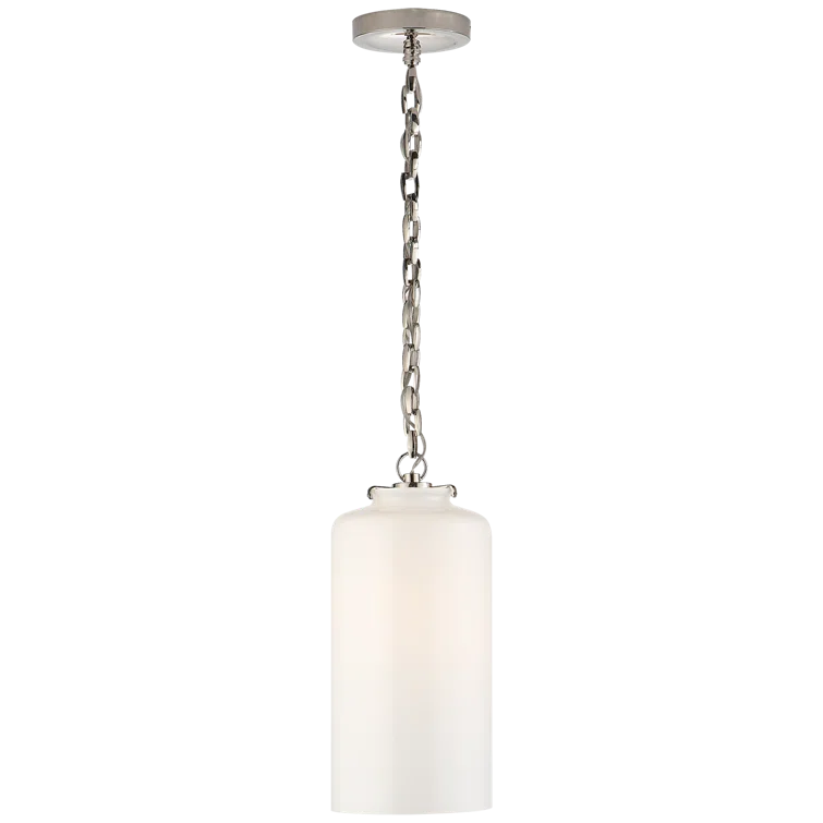 Katie Polished Nickel 15.75" Tall Cylinder Pendant with Glass Shade