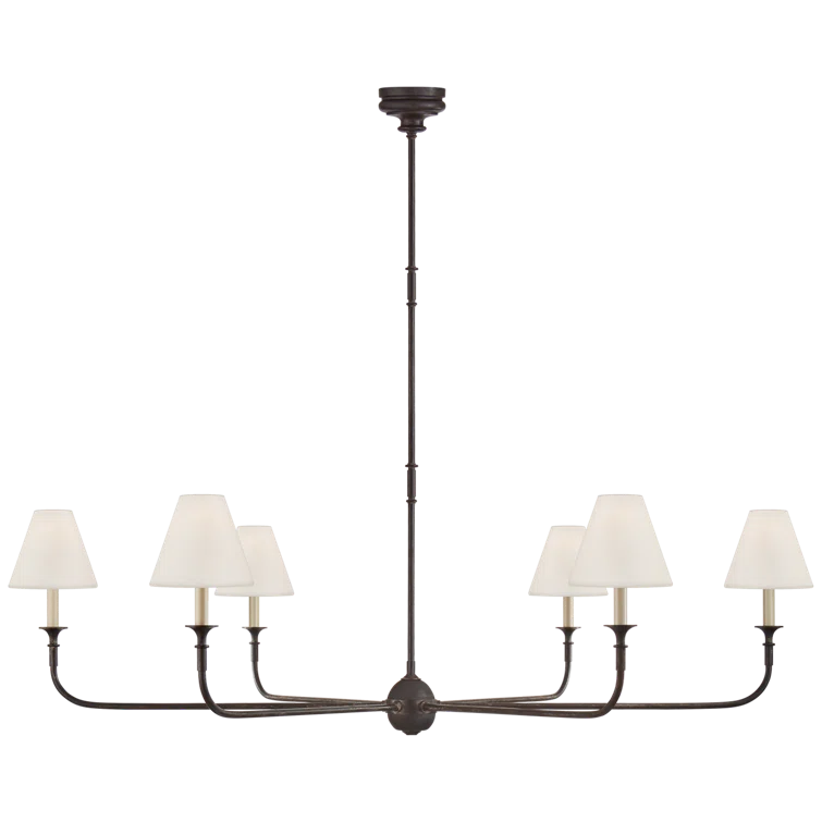 Aged Iron and Crystal 6-Light Candle Chandelier