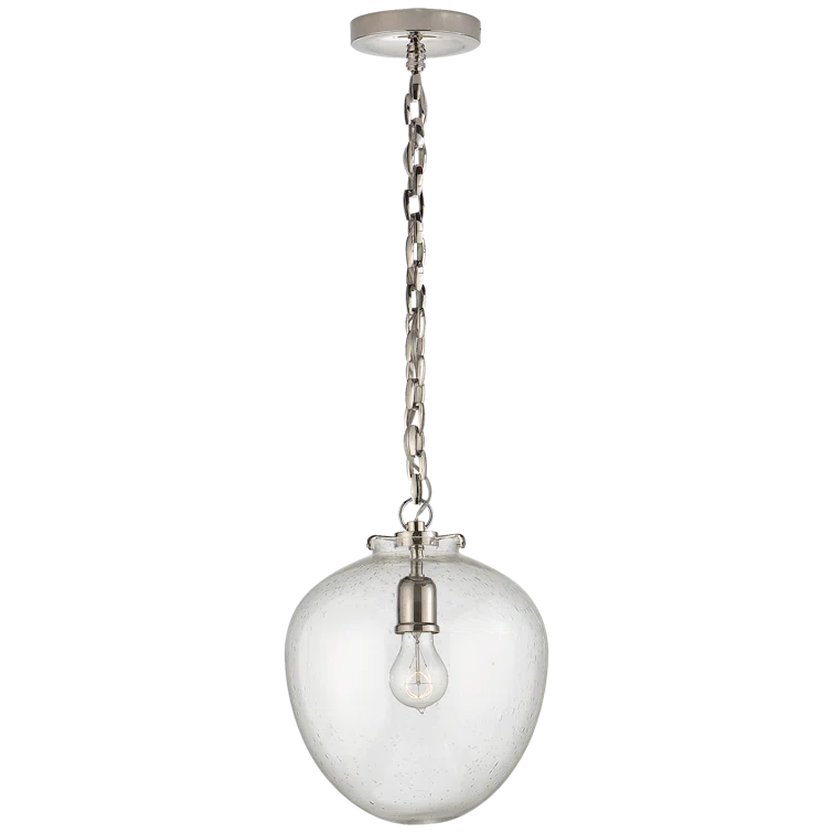 Elegant Acorn Globe Pendant Light in Polished Nickel