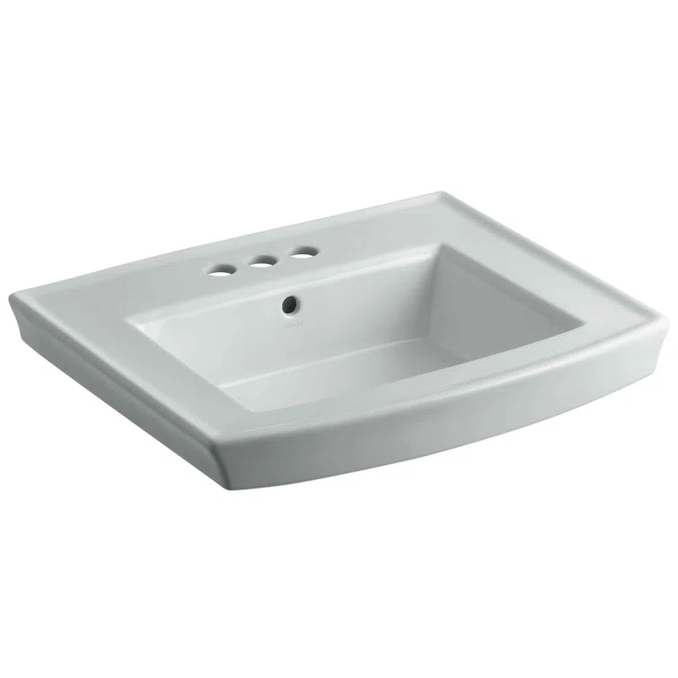 Archer® Vitreous China Rectangular Pedestal Bathroom Sink with Overflow