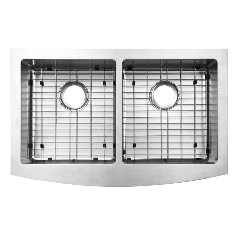 Belleville 33'' L Farmhouse / Apron Double Bowl Stainless Steel Kitchen Sink