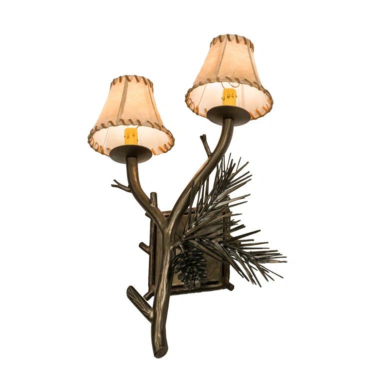 Rustic Lodge Steel Candle Wall Light