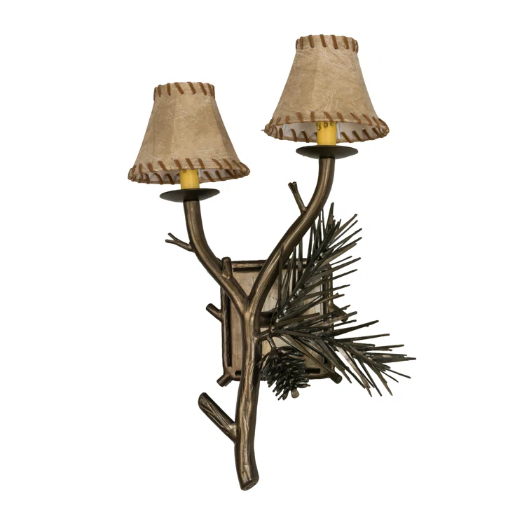 Rustic Lodge Steel Candle Wall Light
