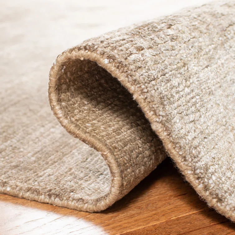 Pale Nutmeg Hand-Knotted 4' x 6' Oriental Viscose-Cotton Rug