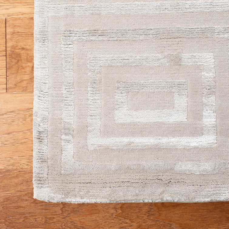Sterling Hand-Knotted Geometric Wool and Viscose Area Rug