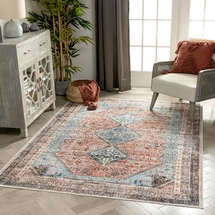 Eustice Oriental Light Blue Area Rug