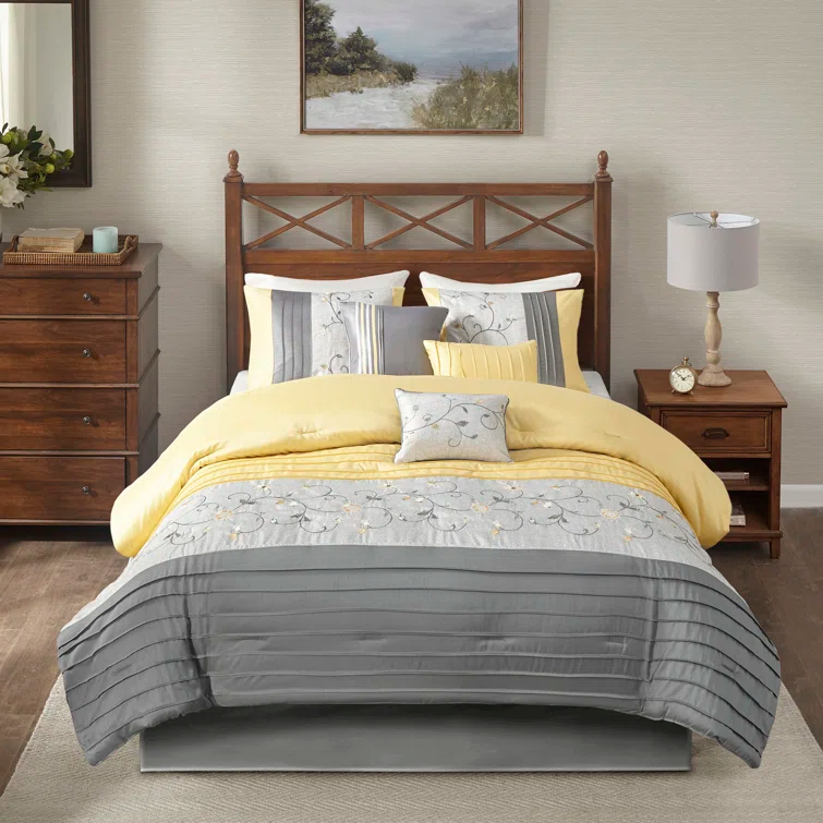 Serene Embroidered 7 Piece Comforter Set