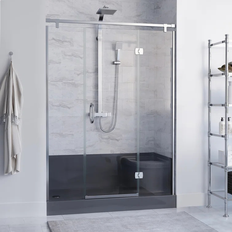 Aquatique 60" x 32" Single Threshold Shower Base With Right Hand Drain and Integral Left Hand Seat