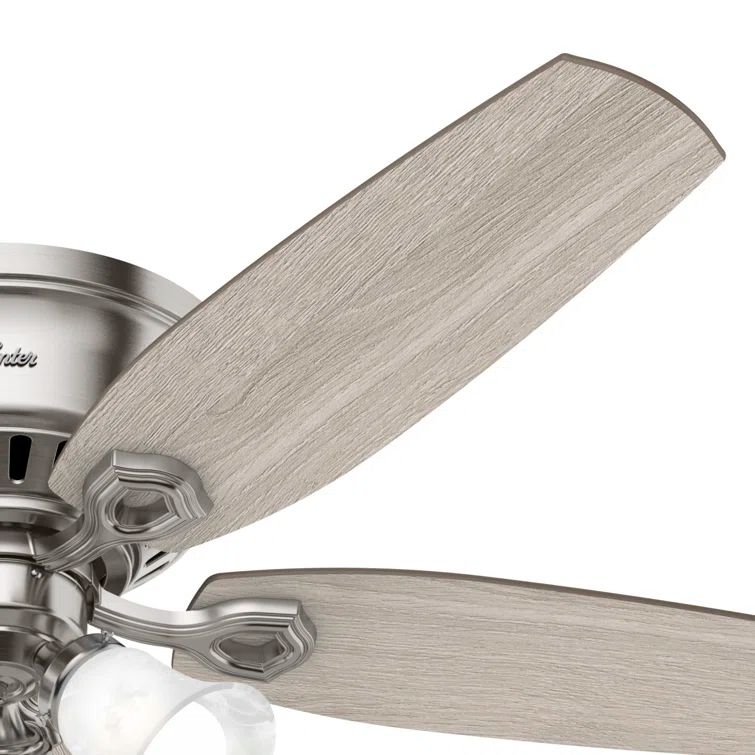 Builder Low Profile 52" 5 - Blade Flush Mount Ceiling Fan with Lights and Pull Chains