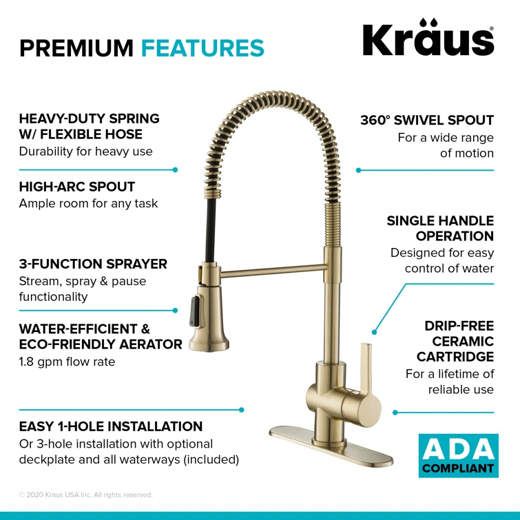 Britt Single Handle Commercial Kitchen Faucet with Dual Function Sprayhead