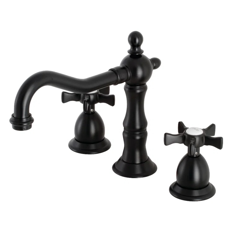 Kingston Brass KS1970NX Kingston Brass Hamilton Two-Handle 3-Hole Deck Mount Widespread Bathroom Faucet with Brass Pop-Up Drain