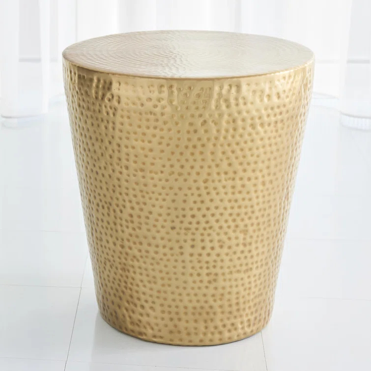 Izmir Hammered Side Table-Antique Brass