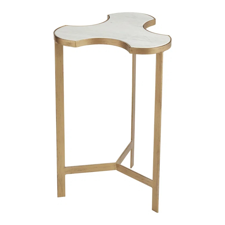 Studio A Home Link Bunching Table-Gold w/White Marble Top
